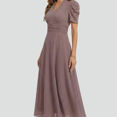 Women's Elegant V-Neck Midi Dress | Stylish Short Sleeve Summer Dress 2