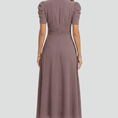 Women's Elegant V-Neck Midi Dress | Stylish Short Sleeve Summer Dress 3