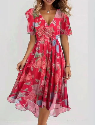 Women's Elegant V-Neck Midi Dress | Versatile Chic Formal Dresses for Any Occasion 1