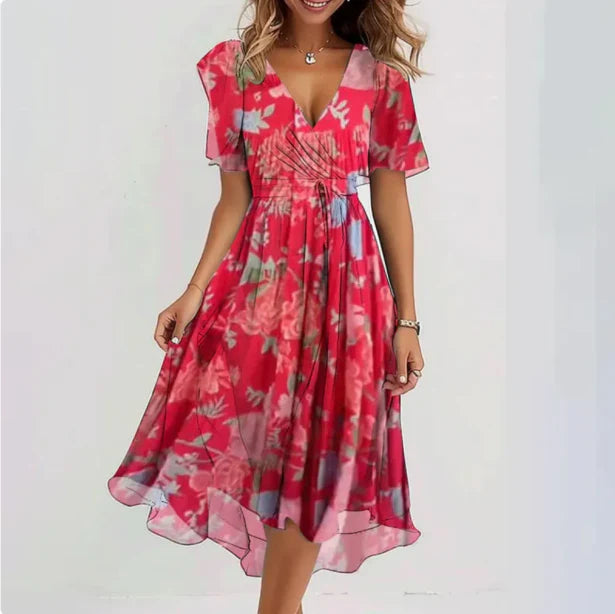 Women's Elegant V-Neck Midi Dress | Versatile Chic Formal Dresses for Any Occasion 1
