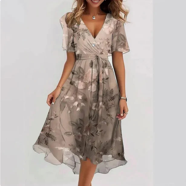 Women's Elegant V-Neck Midi Dress | Versatile Chic Formal Dresses for Any Occasion 2