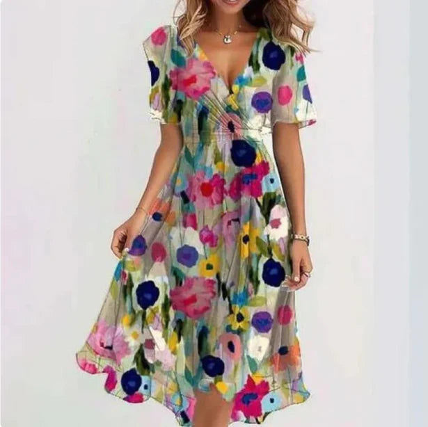 Women's Elegant V-Neck Midi Dress | Versatile Chic Formal Dresses for Any Occasion 3