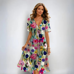 Women's Elegant V-Neck Midi Dress | Versatile Chic Formal Dresses for Any Occasion 4