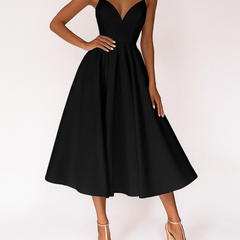 Women's Elegant V-Neck Wedding Dress | Flared Hem Bridal Gown 0