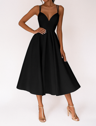 Women's Elegant V-Neck Wedding Dress | Flared Hem Bridal Gown 0