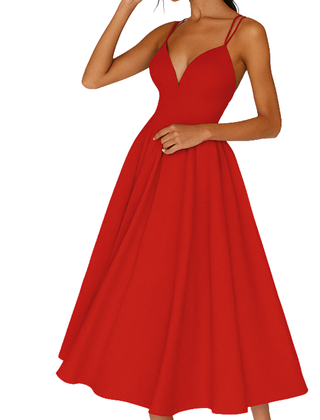 Women's Elegant V-Neck Wedding Dress | Flared Hem Bridal Gown 3
