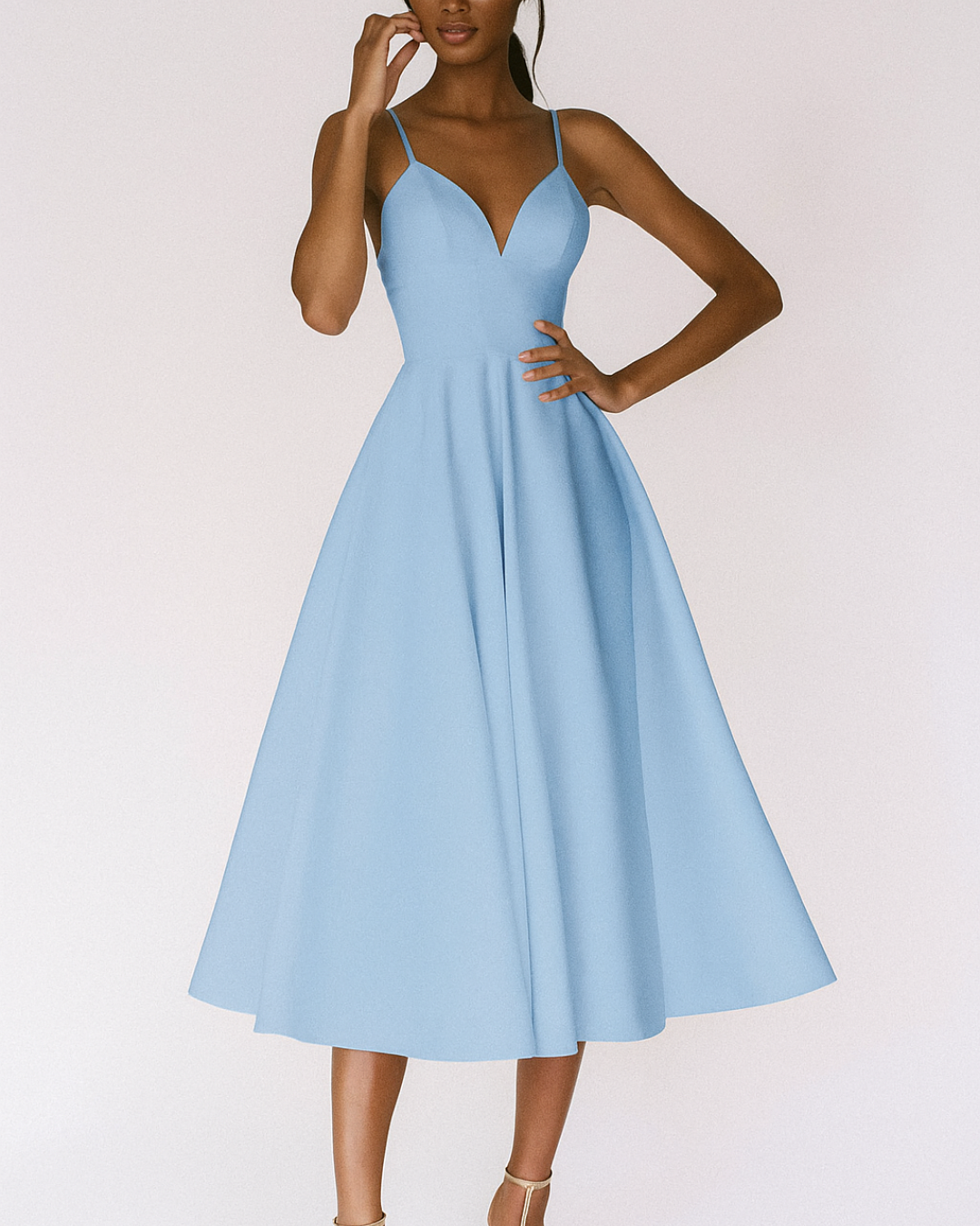 Women's Elegant V-Neck Wedding Dress | Flared Hem Bridal Gown 4