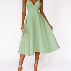 Women's Elegant V-Neck Wedding Dress | Flared Hem Bridal Gown 5