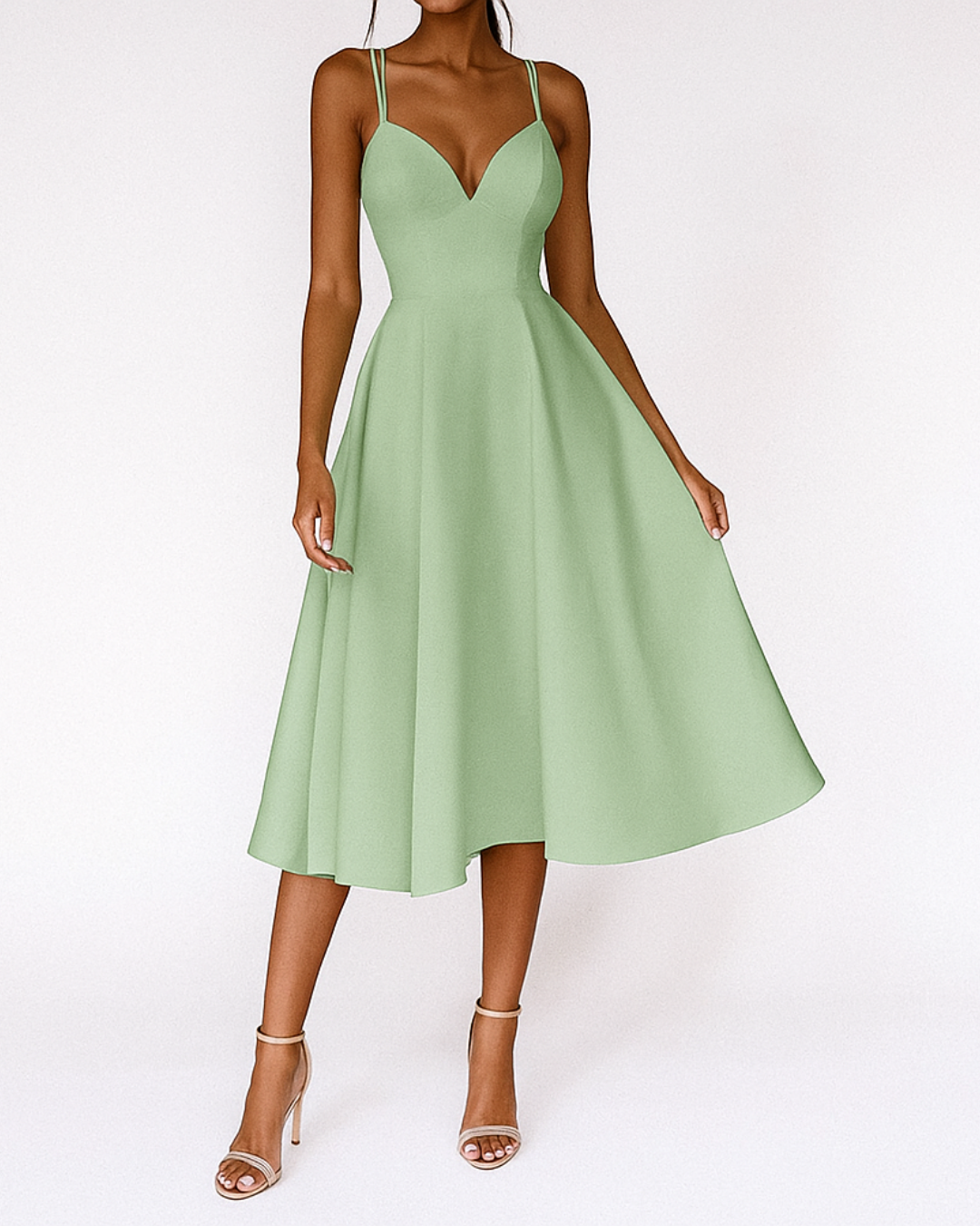 Women's Elegant V-Neck Wedding Dress | Flared Hem Bridal Gown 5