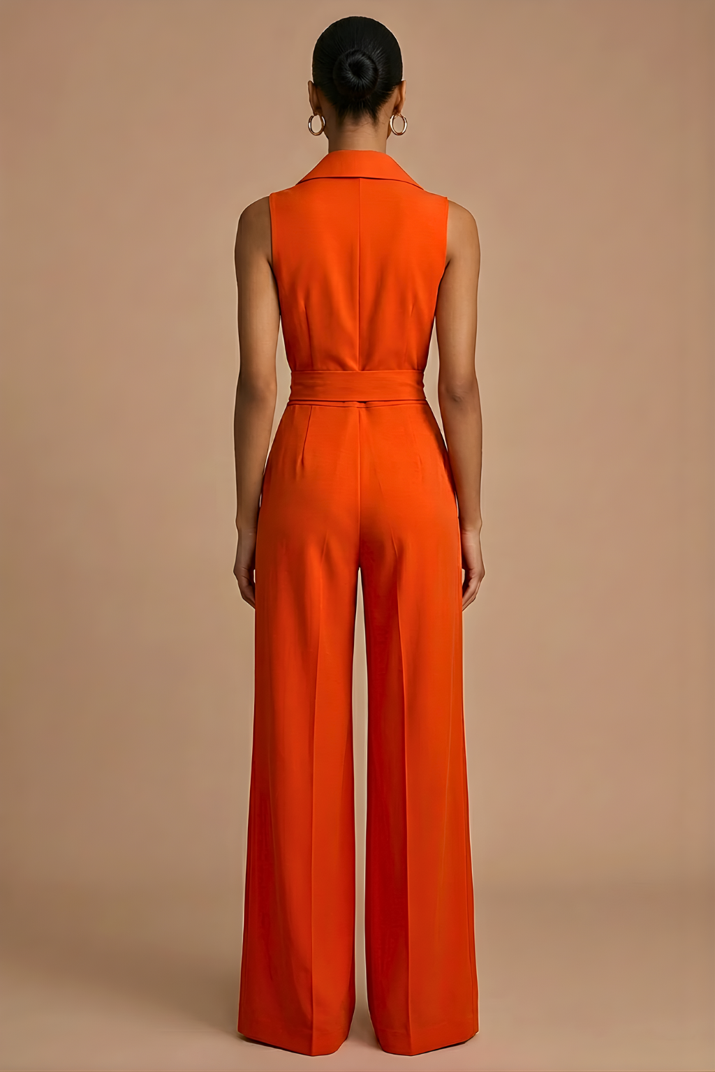 Women's Elegant White Sleeveless Jumpsuit | Chic Wide Leg Design with Waist Tie 4