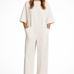 Women's Elegant Wide Leg Jumpsuit | Flattering Short Sleeve Wedding Attire 0
