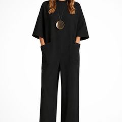 Women's Elegant Wide Leg Jumpsuit | Flattering Short Sleeve Wedding Attire 1