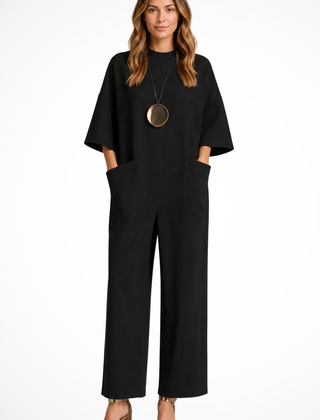 Women's Elegant Wide Leg Jumpsuit | Flattering Short Sleeve Wedding Attire 1