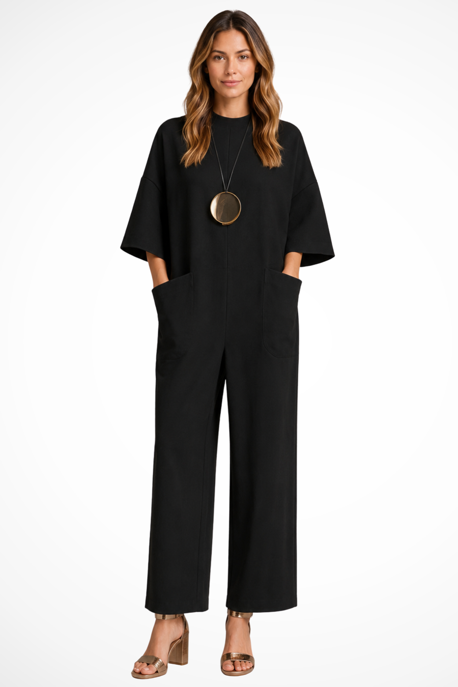 Women's Elegant Wide Leg Jumpsuit | Flattering Short Sleeve Wedding Attire 1