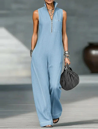 Women's Elegant Wide Leg Jumpsuit | Modern Sleeveless Tailored Outfit 1