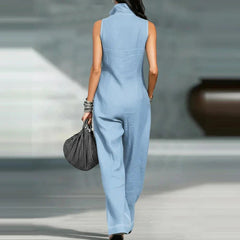 Women's Elegant Wide Leg Jumpsuit | Modern Sleeveless Tailored Outfit 2