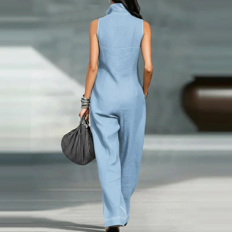 Women's Elegant Wide Leg Jumpsuit | Modern Sleeveless Tailored Outfit 2