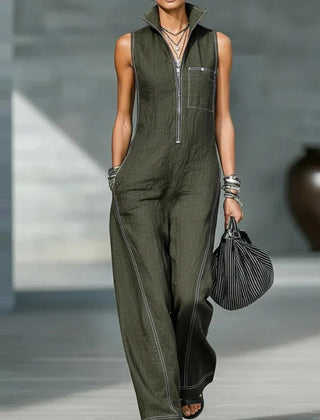 Women's Elegant Wide Leg Jumpsuit | Modern Sleeveless Tailored Outfit 5