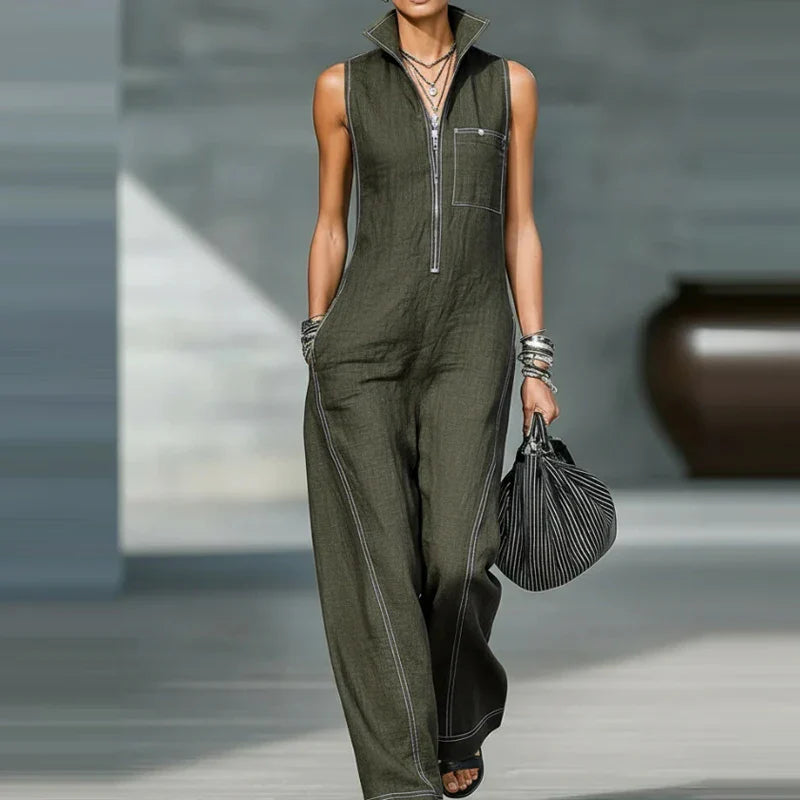 Women's Elegant Wide Leg Jumpsuit | Modern Sleeveless Tailored Outfit 5