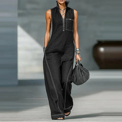 Women's Elegant Wide Leg Jumpsuit | Modern Sleeveless Tailored Outfit 6