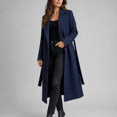 Women's Elegant Wool-Blend Trench Coat | Timeless Long-Line Outerwear 0