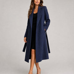 Women's Elegant Wool-Blend Trench Coat | Timeless Long-Line Outerwear 1