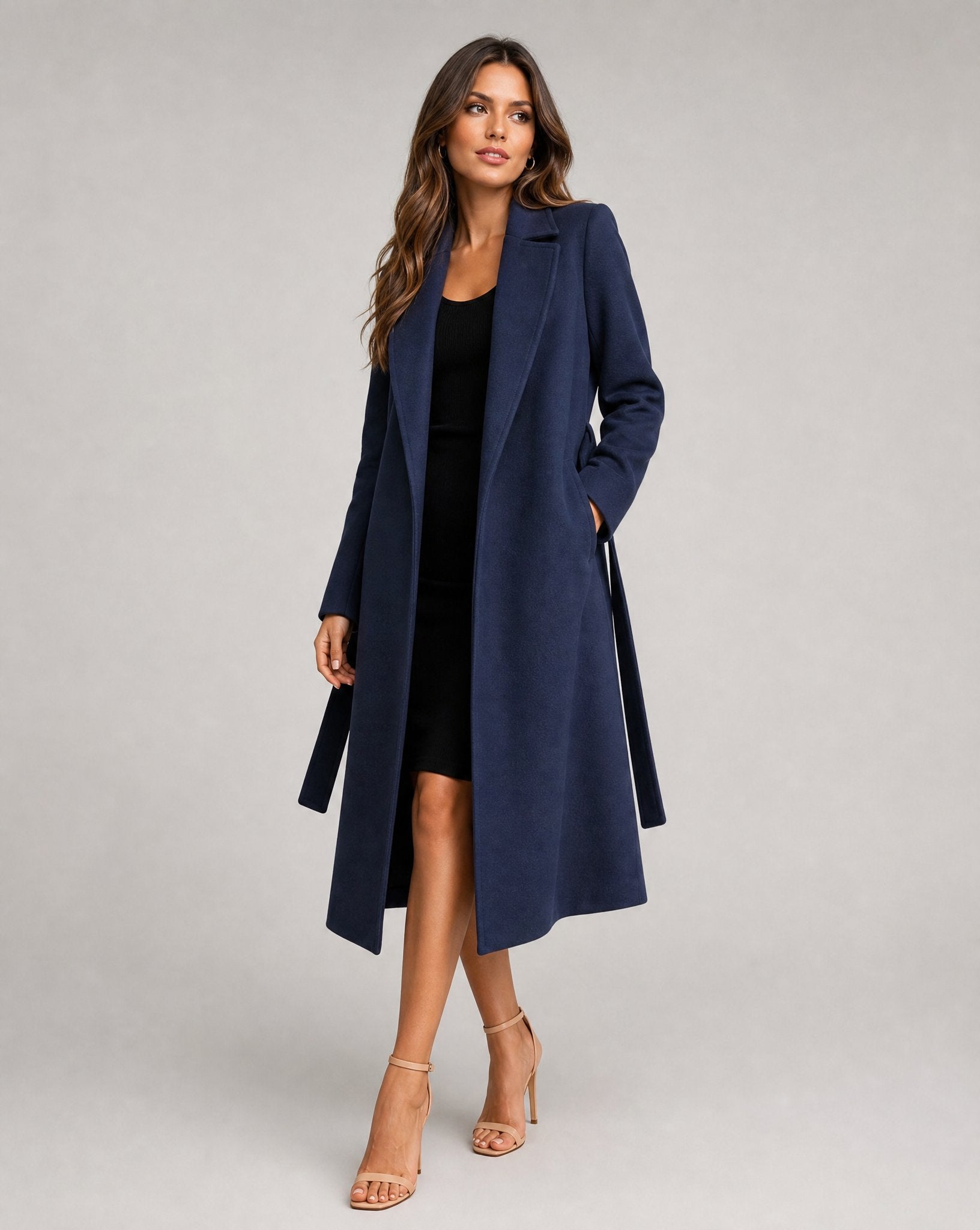 Women's Elegant Wool-Blend Trench Coat | Timeless Long-Line Outerwear 1
