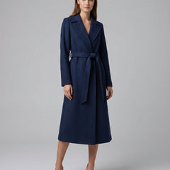 Women's Elegant Wool-Blend Trench Coat | Timeless Long-Line Outerwear 2