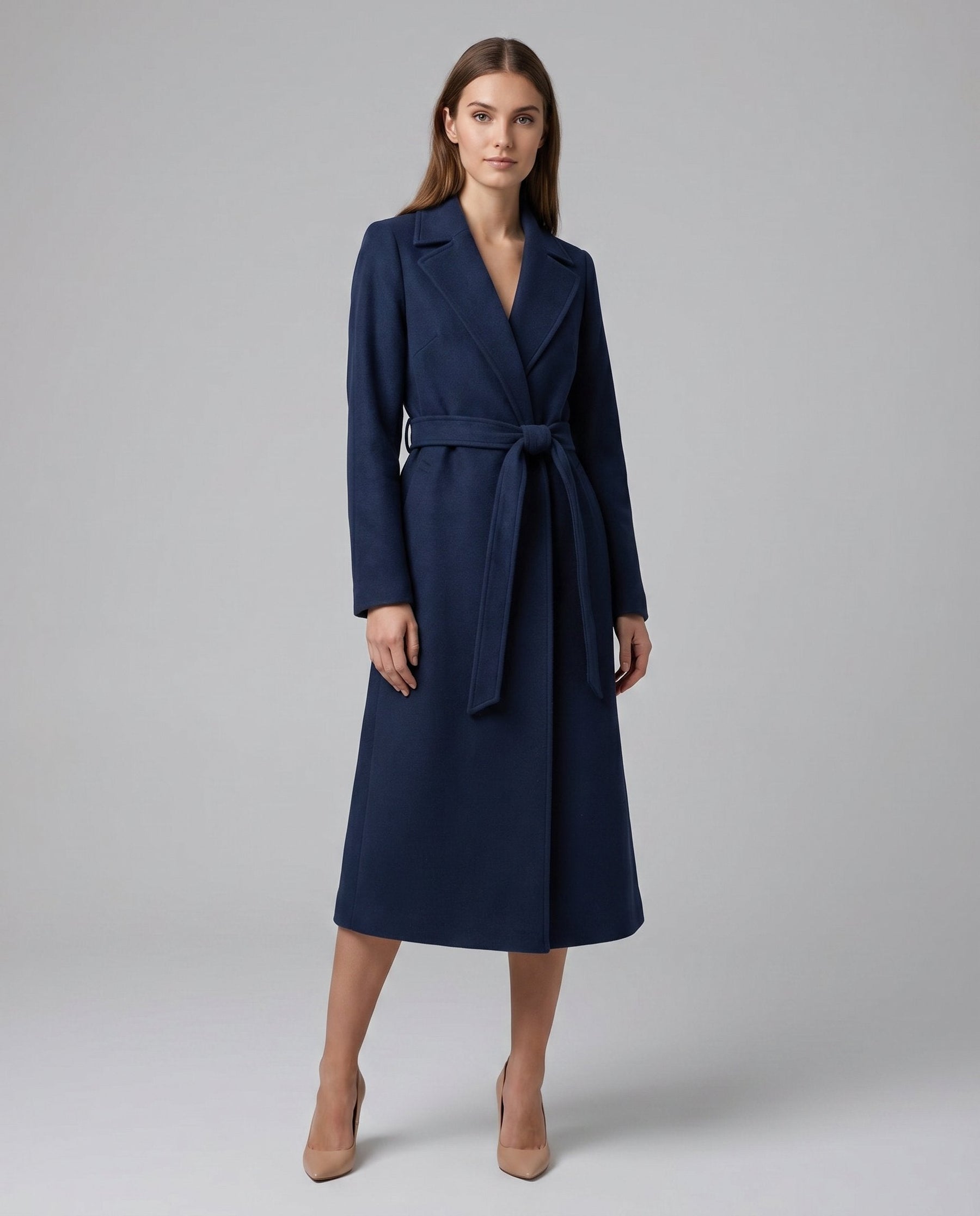 Women's Elegant Wool-Blend Trench Coat | Timeless Long-Line Outerwear 2