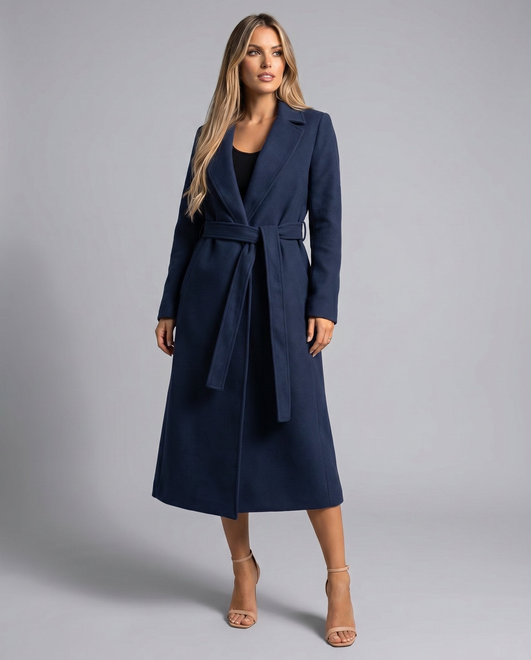 Women's Elegant Wool-Blend Trench Coat | Timeless Long-Line Outerwear 3