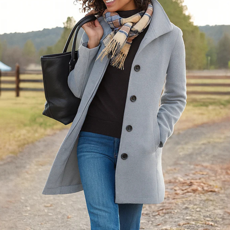 Women's Elegant Wool Blend Coat | Classic Tailored Winter Outerwear 0