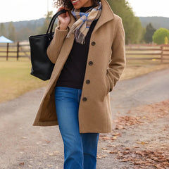 Women's Elegant Wool Blend Coat | Classic Tailored Winter Outerwear 1