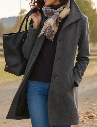 Women's Elegant Wool Blend Coat | Classic Tailored Winter Outerwear 2