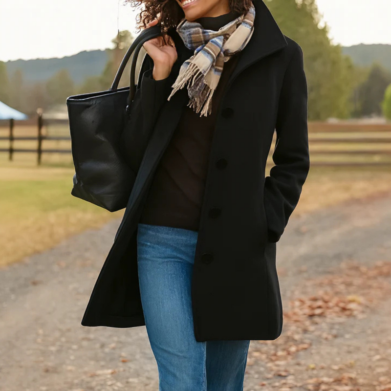 Women's Elegant Wool Blend Coat | Classic Tailored Winter Outerwear 3
