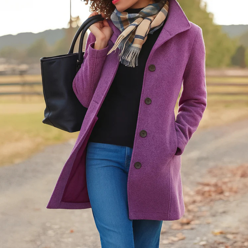 Women's Elegant Wool Blend Coat | Classic Tailored Winter Outerwear 6