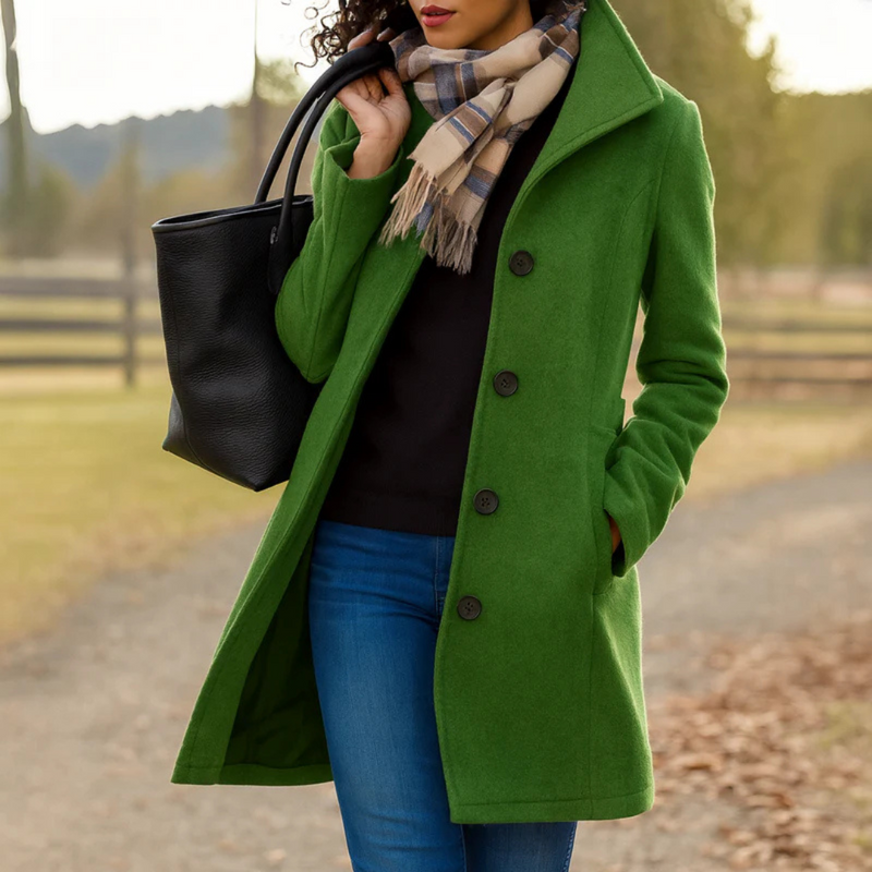 Women's Elegant Wool Blend Coat | Classic Tailored Winter Outerwear 8