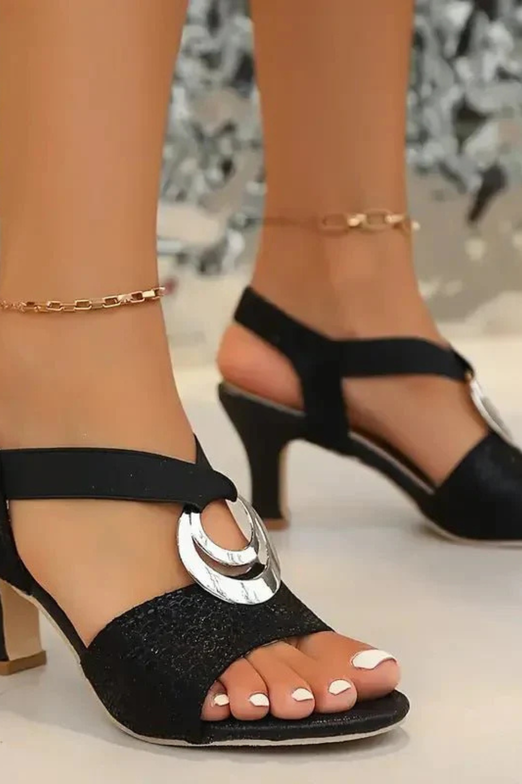 Women's Embellished Strappy Sandals | Elegant Block Heel Summer Footwear 2