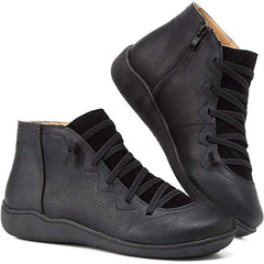 Women's Faux Leather Ankle Boots | Comfortable Lace-Up Side-Zip Booties for Every Occasion 2