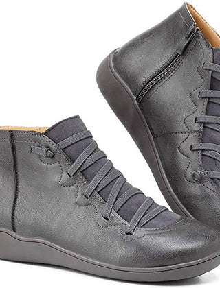 Women's Faux Leather Ankle Boots | Comfortable Lace-Up Side-Zip Booties for Every Occasion 3