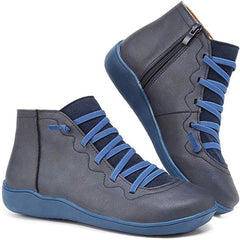 Women's Faux Leather Ankle Boots | Comfortable Lace-Up Side-Zip Booties for Every Occasion 4