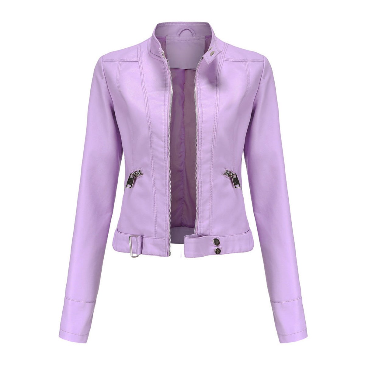 Women's Faux Leather Cropped Jacket | Stylish Moto Biker Outerwear 3