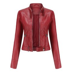 Women's Faux Leather Cropped Jacket | Stylish Moto Biker Outerwear 4