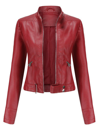 Women's Faux Leather Cropped Jacket | Stylish Moto Biker Outerwear 4