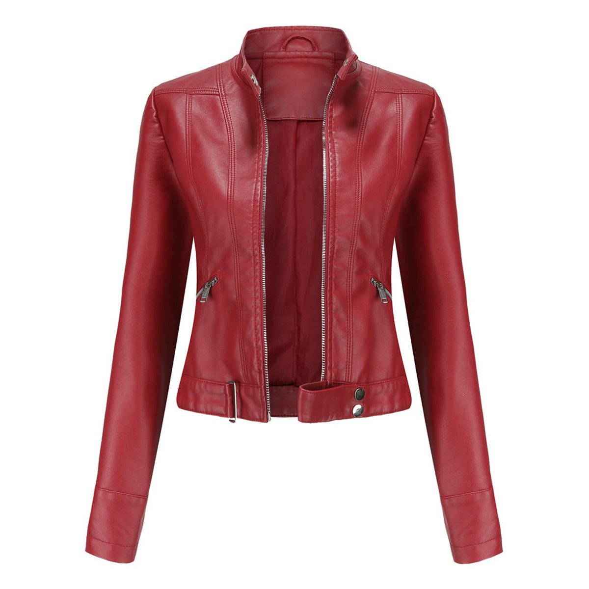 Women's Faux Leather Cropped Jacket | Stylish Moto Biker Outerwear 4