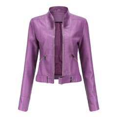 Women's Faux Leather Cropped Jacket | Stylish Moto Biker Outerwear 5