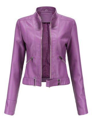 Women's Faux Leather Cropped Jacket | Stylish Moto Biker Outerwear 5