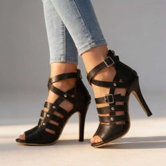 Women's Faux Leather Gladiator Sandals | Elegant Strappy Stiletto Heels for Summer 0