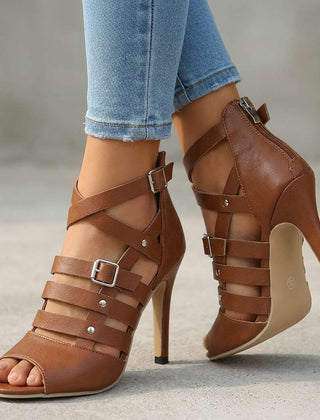 Women's Faux Leather Gladiator Sandals | Elegant Strappy Stiletto Heels for Summer 3