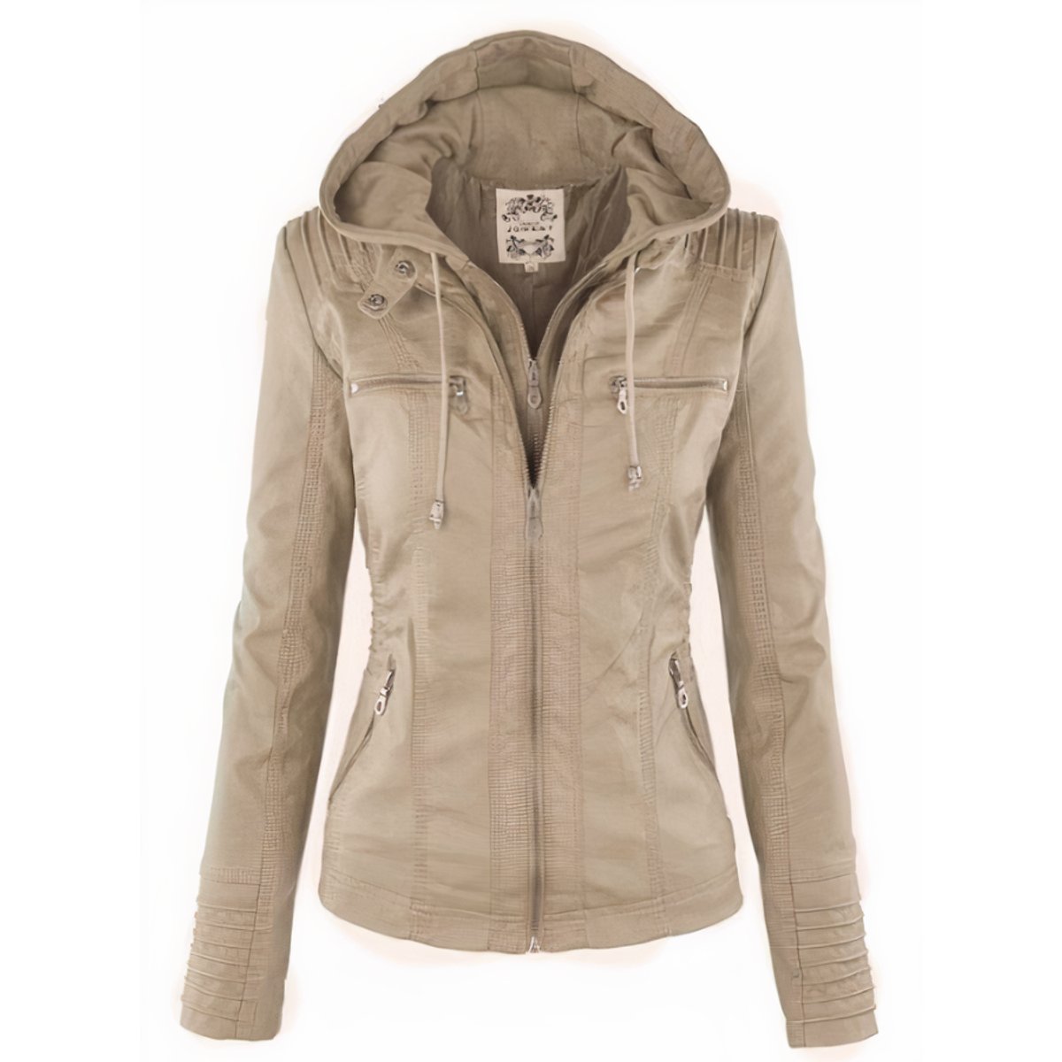 Women's Faux Leather Hooded Moto Jacket | Stylish Slim-Fit Winter Outerwear 3