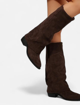 Women's Faux Leather Knee High Boots | Elegant Chunky Heel Long Footwear 0